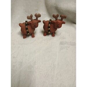 Set Of Two Reindeer With Bells